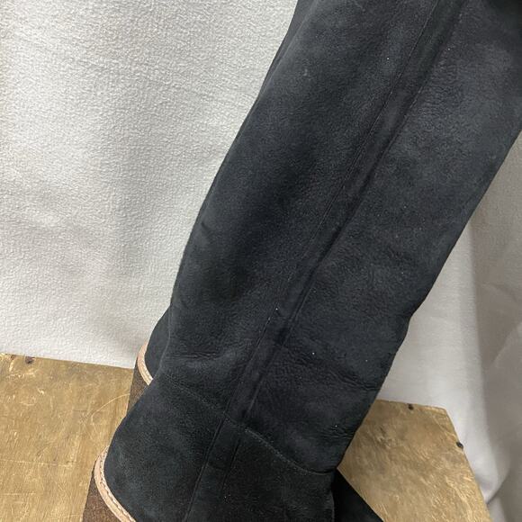 Coach Keely Knee Boots Suede Leather Shearling Lined Wedge Heel Womens 6.5 Black - Picture 7 of 16